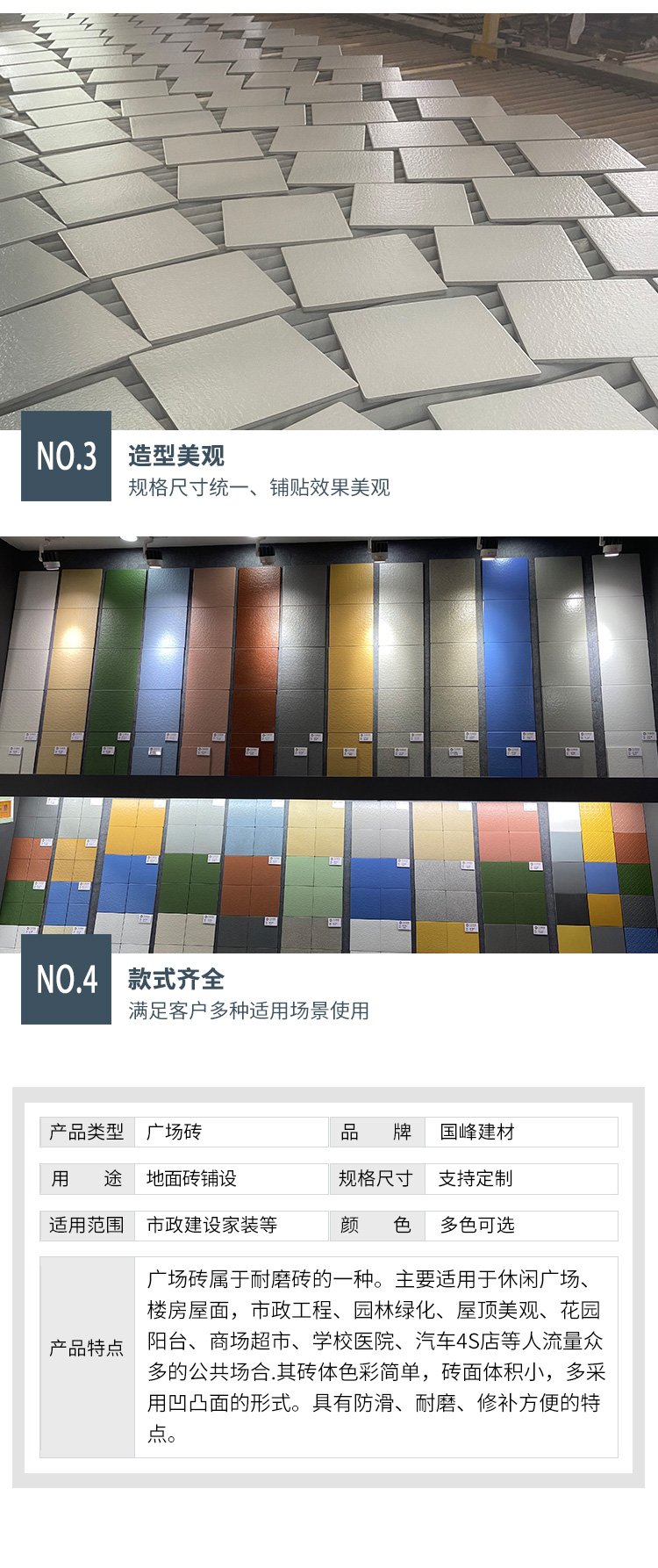国峰建材 广场砖地铺石 芝麻灰荔枝面 全瓷彩色路面砖 园林工程用约0.50元(9)